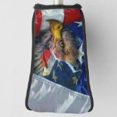 Bald Eagle Wolf American Flag Golf Headcover (Rotieren 90)