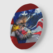 Bald Eagle Wolf American Flag Große Wanduhr (Winkel)