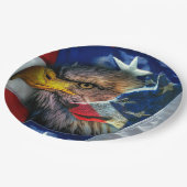 Bald Eagle Wolf American Flag Pappteller (Schrägansicht)