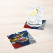 Bald Eagle Wolf American Flag Rechteckiger Pappuntersetzer (Vor Ort)