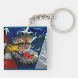 Bald Eagle Wolf American Flag Schlüsselanhänger