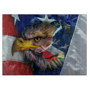 Bald Eagle Wolf American Flag Schneidebrett