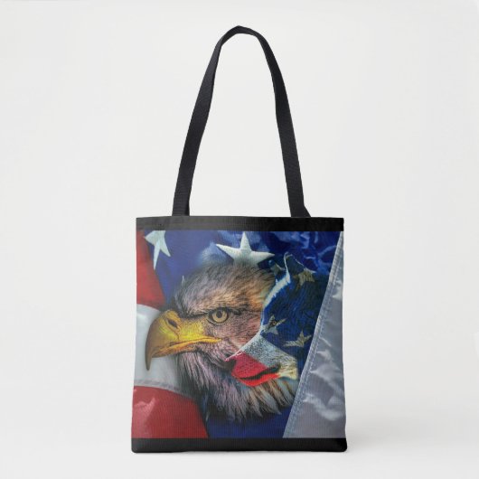 Bald Eagle Wolf American Flag Tasche (Vorderseite)