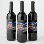 Bald Eagle Wolf American Flag Weinetikett (Flaschen)