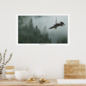 Bald Eagles kämpfen über einen Wald riesige Kunstd Poster (Küche)