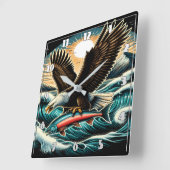Bald Eagles Majestät im Flug Quadratische Wanduhr (Winkel)