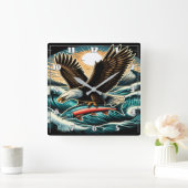 Bald Eagles Majestät im Flug Quadratische Wanduhr (Zuhause)