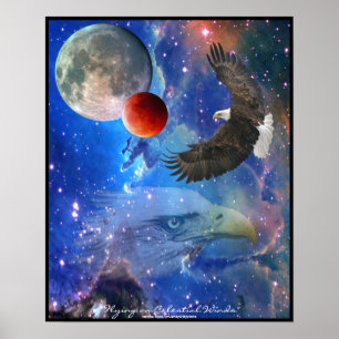 Bald Eagles, Space & Planets Fantasy Art Poster