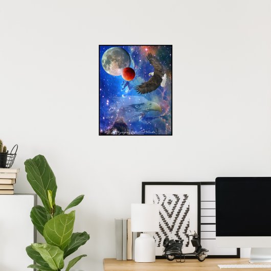 Bald Eagles, Space & Planets Fantasy Art Poster (Heimbüro)