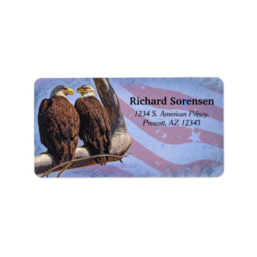 Bald Eagles US Flagge Patriotic Theme Labe Adressaufkleber (Vorne)