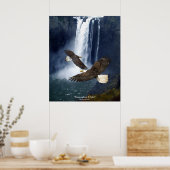 Bald Eagles & Waterfall Kunst, Dichtung und Musik Poster (Küche)