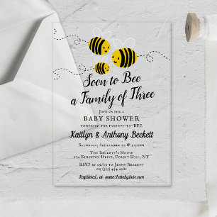 Bald Eine Familie Mit Drei Personen Babyparty Acryleinladungen