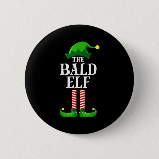 Bald Elf Matching Family Group Christmas Party Pyj Button (Vorderseite)