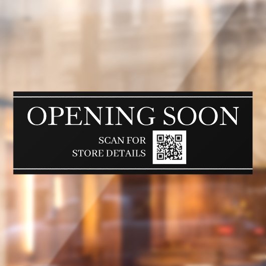 BALD ERÖFFNEN QR-Code, Meldung, Schwarz & Weiß-Zei Fensteraufkleber (Blatt 2)