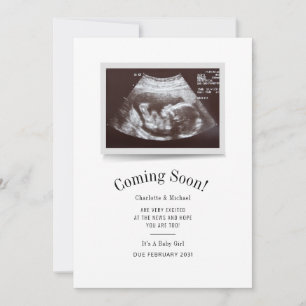 Bald erscheinende Ultraschall-Foto-Scan-Baby-Enthü Ankündigung