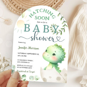Bald erscheinender Dino-Baby-Party grüne Dino-Arch Einladung