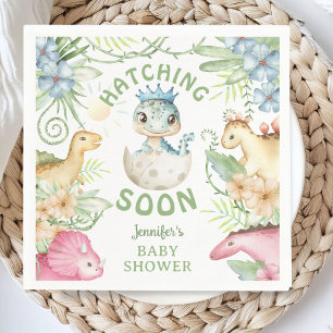 Bald erscheinender Dino-Junge-Dinosaurier-Baby-Par Serviette