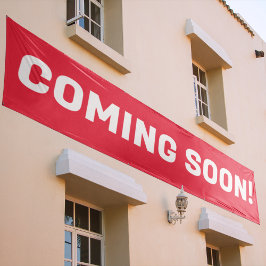 Bald erscheint ein roter und weißer Werbetext Banner