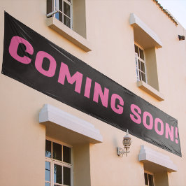 Bald erscheint schwarz-rosa Werbetext Banner