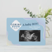 Bald Foto Schwangerschaft Blaue Ankündigung (Stehend Vorderseite)