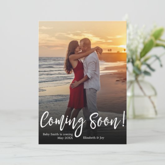 Bald Foto Schwangerschaftsankündigungskarten Einladung (Stehend Vorderseite)