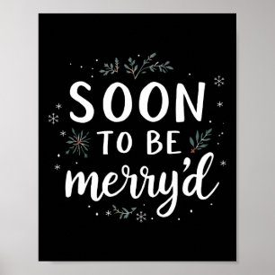 Bald fröhlich Vermählte Weihnachten Verlobtes Paar Poster