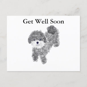 bald geht's gut auf Gray Poodle #1 Postcard Postkarte