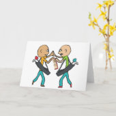 Bald-Golfer, die über einen Kamm streiten Karte (Gelbe Blume)