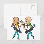 Bald-Golfer, die über einen Kamm streiten Postkarte (Vorne/Hinten)