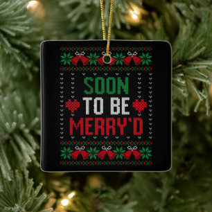 Bald Heiratende Merry'd Weihnachtsbraut und Bräuti Keramikornament