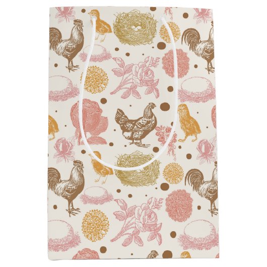 Bald hühnerflorales Muster Mittlere Geschenktüte (Vorderseite)