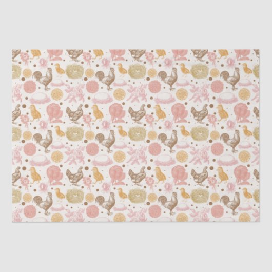 Bald hühnerflorales Muster Seidenpapier (Vorderseite)