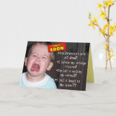 Bald! Humorale Babyduschkarte Karte (Gelbe Blume)