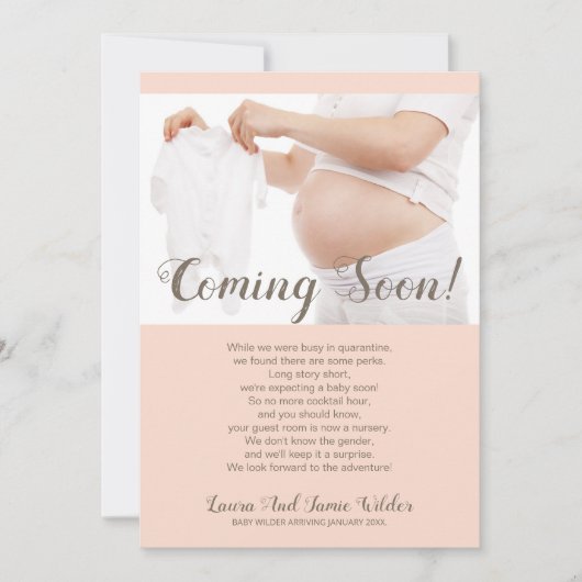 Bald ins Foto Schwangerschaft Ankündigung (Vorderseite)