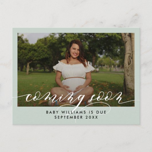 Bald ins Foto Schwangerschaft Ankündigungspostkarte (Vorderseite)