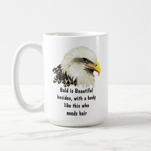 Bald is Beautiful Humor Bald Eagle Bird Kaffeetasse (Links)