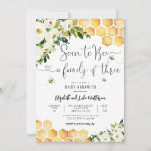 Bald ist es eine Familie mit drei Kinderduschen Einladung (Vorderseite)