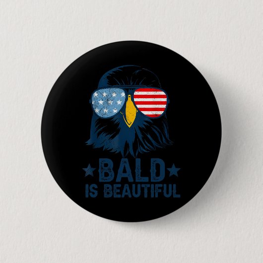Bald ist schön 4. Juli Unabhängigkeitstag Bal Button (Vorderseite)