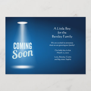 Bald kommen Jungen-Schwangerschafts-Mitteilung Ankündigung