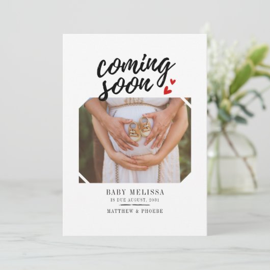 Bald kommt die Baby Girl Pregnancy Ankündigung (Stehend Vorderseite)