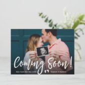 Bald kommt die Schwangerschaftsankündigungskarte d Einladung (Stehend Vorderseite)