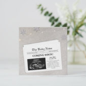 Bald kommt die Zeitung Foto Winterschwangerschaft Ankündigung (Stehend Vorderseite)