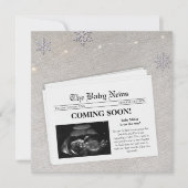 Bald kommt die Zeitung Foto Winterschwangerschaft Ankündigung (Vorderseite)