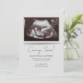 Bald kommt Foto Baby Scan Schwangerschaft Ankündigung (Stehend Vorderseite)