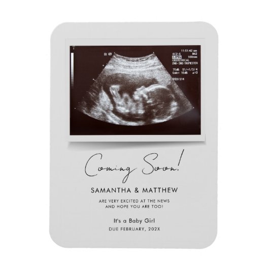 Bald kommt Foto Baby Scan Sonogramm Schwangerschaf Magnet (Vertikal)