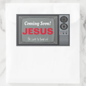 Bald kommt Jesus TV Rechteckiger Aufkleber (Tasche)
