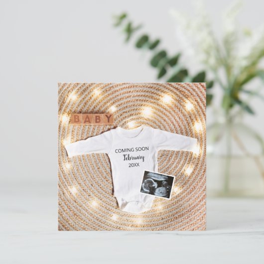 Bald kommt Sonogramm Ultraschalluntersuchung Foto Ankündigung (Stehend Vorderseite)