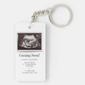 Bald kommt Ultrasound Foto Baby Ankündigung Schlüsselanhänger (Rückseite)