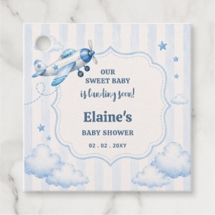 Bald Landung Blaues Jungen Flugzeug Babyparty Geschenkanhänger