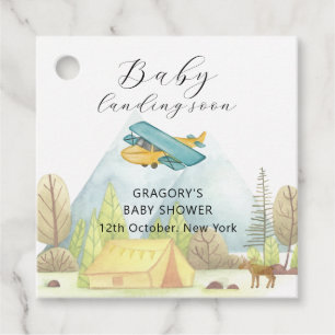 Bald Landung Vintage-Flugzeug Wald Baby Shower Geschenkanhänger